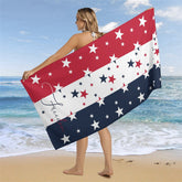 Lofaris Red White Blue American Stars Custom Name Beach Towel